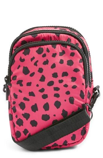 Topshop Leopard Print Nylon Shoulder Bag - Pink