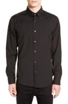 Men's Theory 'sylvain' Trim Fit Long Sleeve Sport Shirt, Size - Black