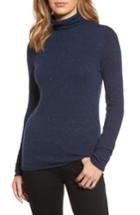 Women's Halogen Funnel Neck Cashmere Sweater, Size - Blue