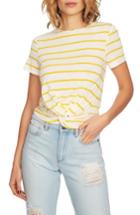 Women's 1.state Stripe Twist Front Short Sleeve Tee, Size - Yellow