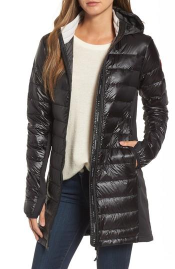 Women's Canada Goose 'hybridge Lite' Slim Fit Hooded Packable Goose Down Coat (2-4) - Black