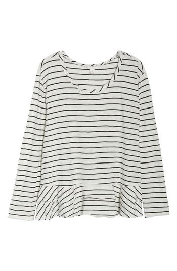 Petite Women's Caslon Tiered Long Sleeve Tee, Size P - Ivory