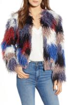 Women's Astr The Label Shaggy Faux Fur Jacket - Blue
