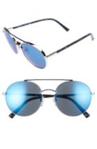 Women's Valentino 55mm Aviator Sunglasses - Shiny Silver/ Blue