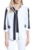 Women's Ming Wang Mesh Trim Woven Jacket - White
