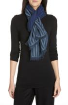 Women's Eileen Fisher Scarf Stripe Tencel Lyocell Blend Scarf, Size - Blue
