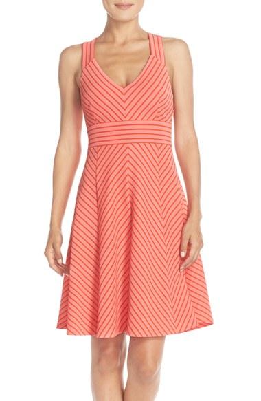 Petite Women's Adrianna Papell Stripe Ottoman Knit Sundress
