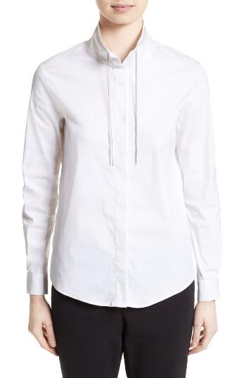 Women's Fabiana Filippi Embellished Stretch Poplin Blouse Us / 38 It - White