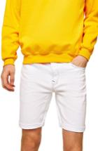 Men's Topman Rainbow Stitch Stretch Skinny Fit Denim Shorts - White
