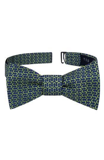 Men's Ted Baker London Charming Abstract Silk Bow Tie, Size - Green