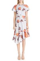 Women's Etro Asymmetric Floral Cotton Dress Us / 40 It - Orange