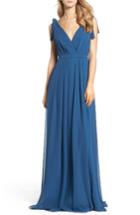 Women's Monique Lhuillier Bridesmaids Sleeveless Deep V-neck Chiffon Gown - Green