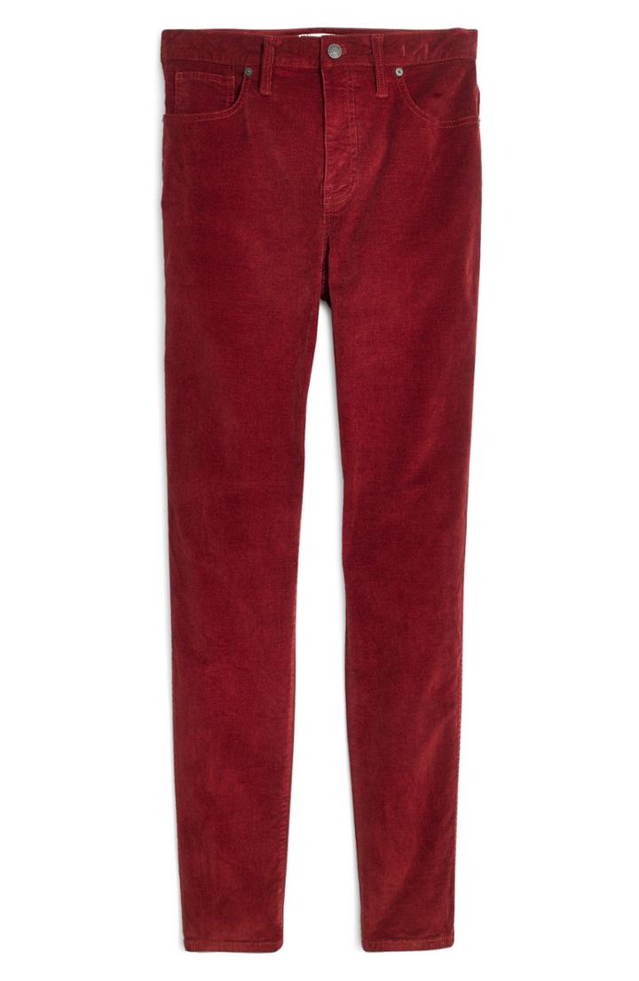 Women's Madewell 10-inch High Waist Corduroy Skinny Jeans - Red