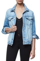 Women's Good American Mesh Letter Denim Jacket /1 - Blue