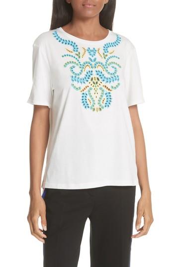 Women's Sandro Embroidery Cotton Blend Tee - White