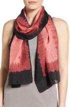 Women's Eileen Fisher Dip Dye Silk Scarf, Size - Coral