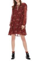 Women's Scotch & Soda Print Drop Hem Dress - Burgundy