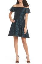 Women's Morgan & Co. Off The Shoulder Lace Dress - Green