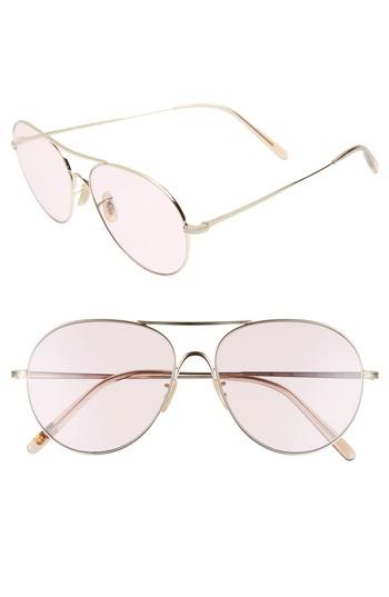 Women's Oliver Peoples Rockmore 58mm Aviator Sunglasses - Gold/ Green