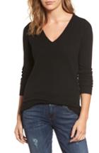 Petite Women's Halogen V-neck Cashmere Sweater, Size P - Black