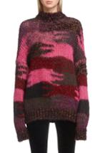 Women's Saint Laurent Camo Pattern Metallic Mohair Sweater - Pink