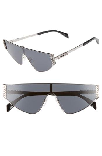 Women's Moschino 132mm Shield Sunglasses - Ruthenium
