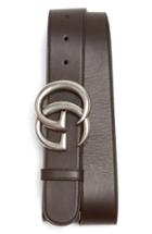 Men's Gucci Logo Leather Belt Eu - Dark Chocolate