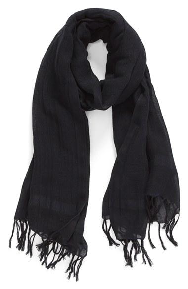 Women's Caslon Linen Blend Scarf, Size - Black