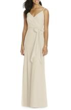 Women's Social Bridesmaids Faux Wrap Gown - Beige