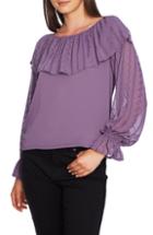 Women's 1.state Embroidered Overlay Blouse, Size - Purple