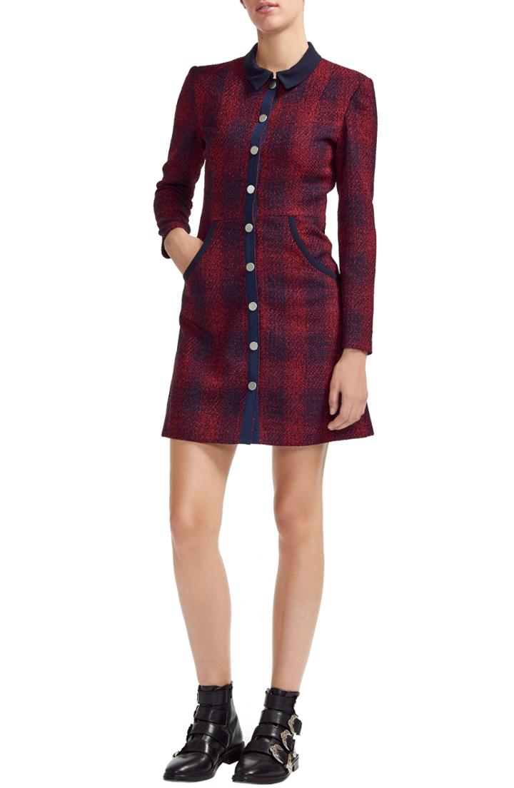Women's Maje Plaid Tweed Shirtdress