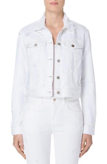 Women's J Brand Harlow Ripped Denim Jacket - White