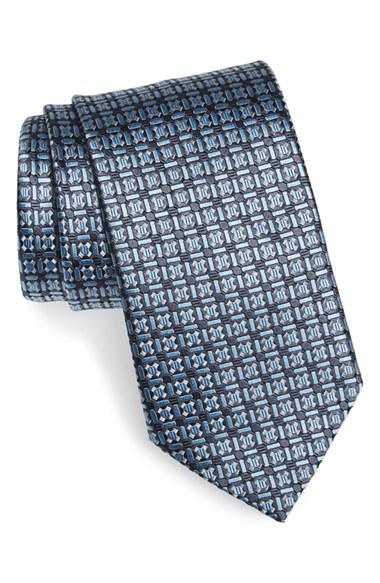 Men's Ermenegildo Zegna Geometric Silk Tie, Size - Brown