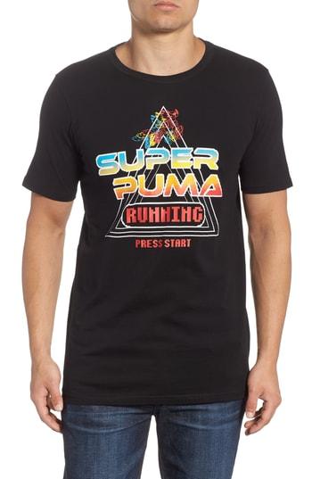 Men's Puma Super Puma Allover Graphic Fit T-shirt, Size Small - Black