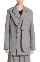 Women's Comme Des Garcons Check Open Back Wool Blazer - Grey