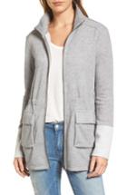 Women's Caslon Gathered Waist Front Zip Jacket - Grey