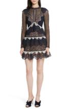 Women's Self-portrait Ruffle Wave Guipure Lace Minidress - Blue