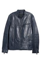 Men's Andrew Marc Quilted Leather Moto Jacket - Blue