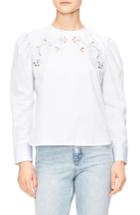 Women's Sandro Embroidered Cutout Blouse - Blue