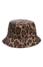 Women's Steve Madden Leopard Spot Reversible Bucket Hat - Beige