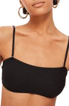 Women's Topshop Wide Ribbed Bandeau Bikini Top Us (fits Like 0-2) - Black