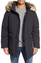 Men's Schott Nyc 'iceberg' Water Resistant Down Parka With Faux Fur Trim, Size - Black