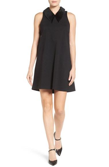 Women's Press Faux Calf Hair Collar Dress