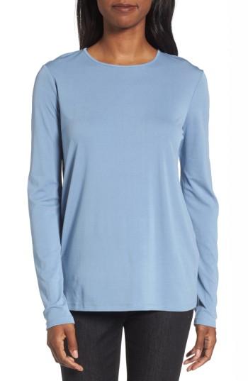 Women's Eileen Fisher Silk Knit Top, Size - Blue