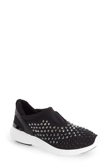Women's Michael Michael Kors 'ace' Crystal Encrusted Trainer