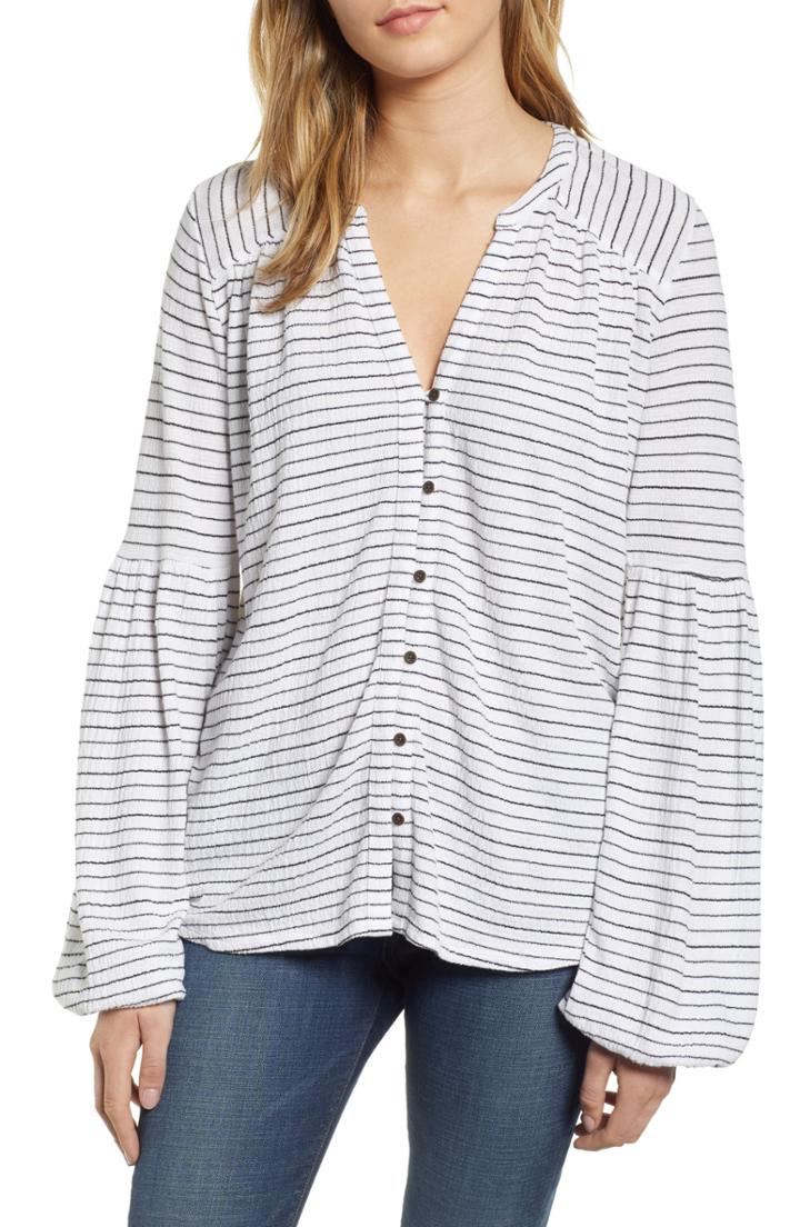 Women's Lucky Brand Blouson Sleeve Top - White