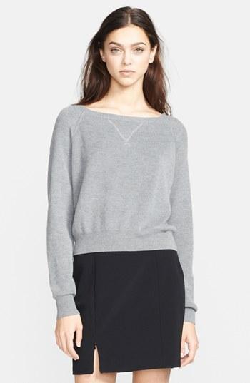 T By Alexander Wang Waffle Knit Crop Sweatshirt Heather