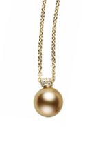 Women's Mikimoto Diamond & Golden South Sea Cultured Pearl Pendant Necklace