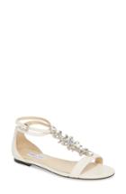 Women's Jimmy Choo Averie Embellished T-strap Flat Us / 35eu - White