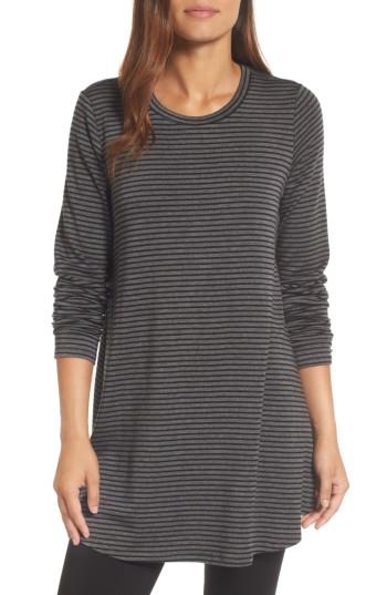 Women's Eileen Fisher Stripe Stretch Tencel Knit Tunic, Size - Grey